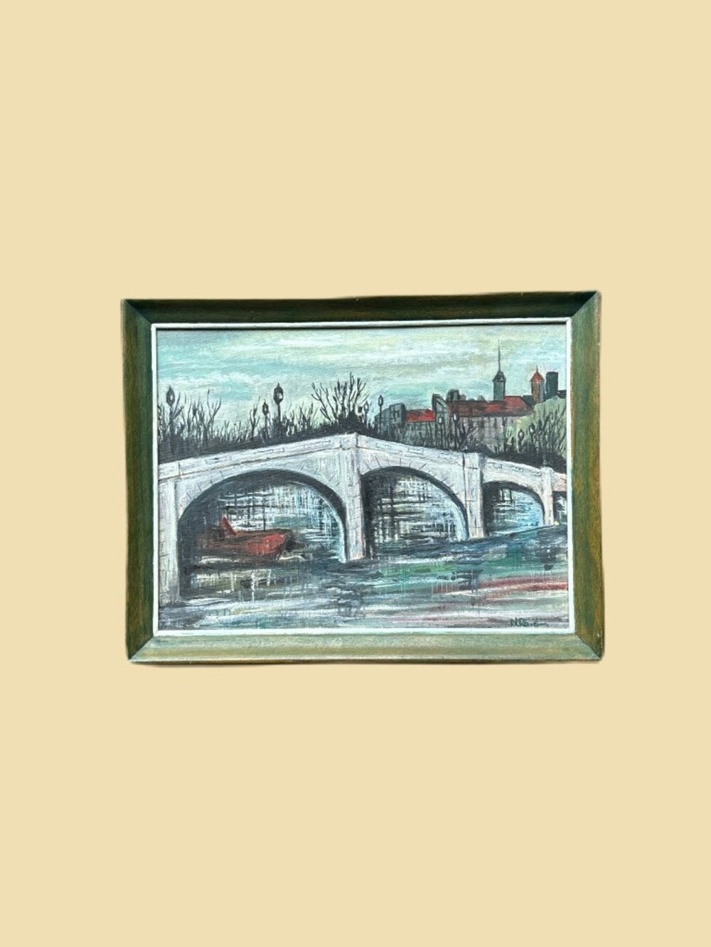 Framed Bridge Scene Vintage Wall Art - Picture 2 of 4